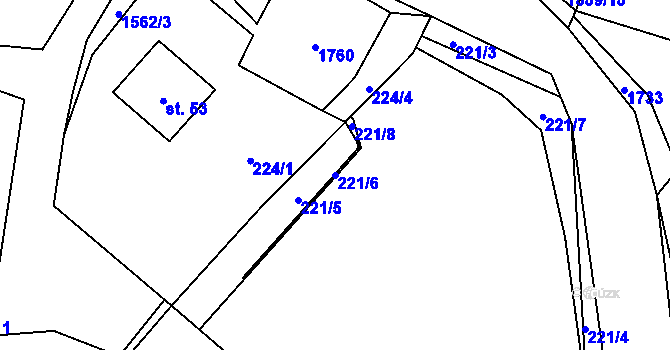 Parcela st. 221/6 v KÚ Rybník u České Třebové, Katastrální mapa