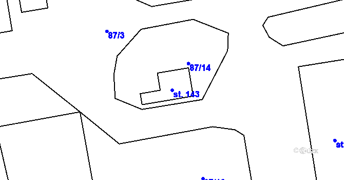 Parcela st. 143 v KÚ Rybníky, Katastrální mapa
