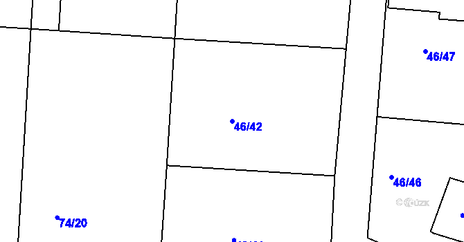 Parcela st. 46/42 v KÚ Rybníky, Katastrální mapa