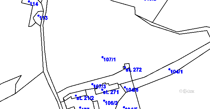Parcela st. 107 v KÚ Rybníky, Katastrální mapa