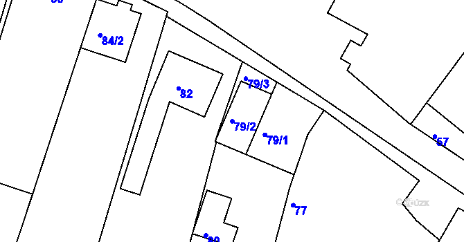 Parcela st. 79/2 v KÚ Rybníky na Moravě, Katastrální mapa