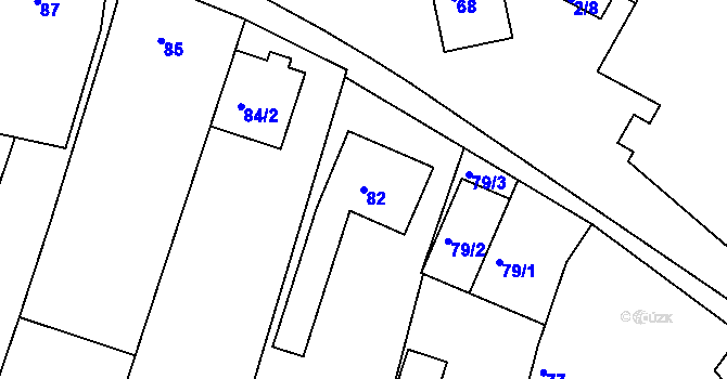 Parcela st. 82 v KÚ Rybníky na Moravě, Katastrální mapa