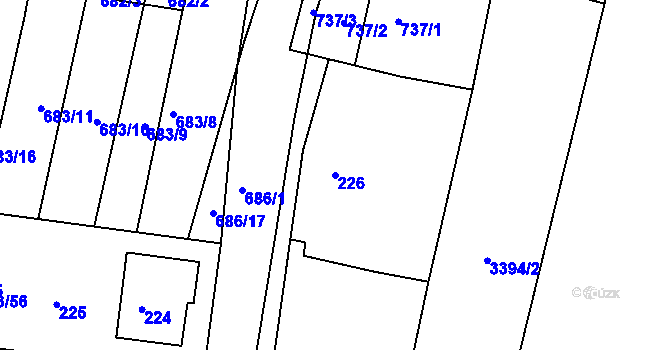 Parcela st. 226 v KÚ Rybníky na Moravě, Katastrální mapa