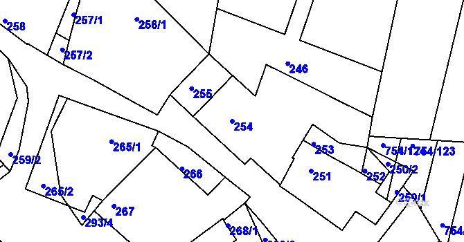 Parcela st. 254 v KÚ Rybníky na Moravě, Katastrální mapa