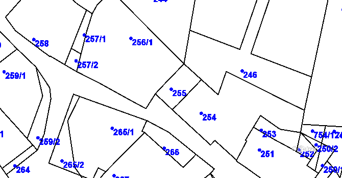Parcela st. 255 v KÚ Rybníky na Moravě, Katastrální mapa