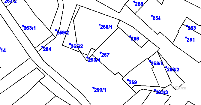 Parcela st. 267 v KÚ Rybníky na Moravě, Katastrální mapa