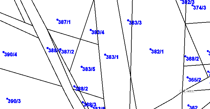 Parcela st. 383/1 v KÚ Rybníky na Moravě, Katastrální mapa