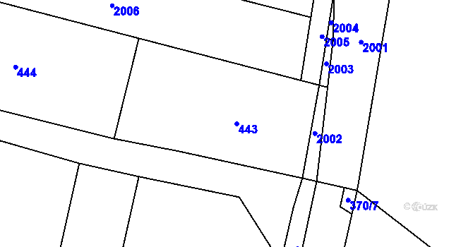 Parcela st. 443 v KÚ Rybníky na Moravě, Katastrální mapa