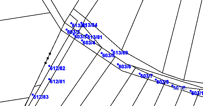 Parcela st. 603/5 v KÚ Rybníky na Moravě, Katastrální mapa