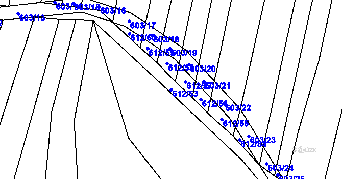 Parcela st. 612/53 v KÚ Rybníky na Moravě, Katastrální mapa