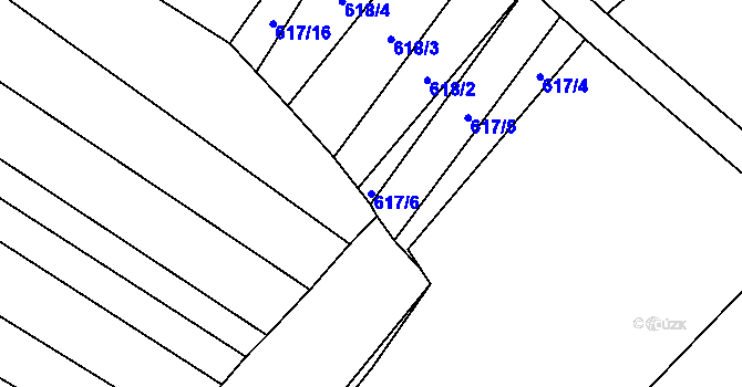 Parcela st. 617/6 v KÚ Rybníky na Moravě, Katastrální mapa