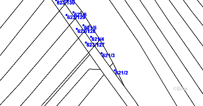 Parcela st. 621/3 v KÚ Rybníky na Moravě, Katastrální mapa