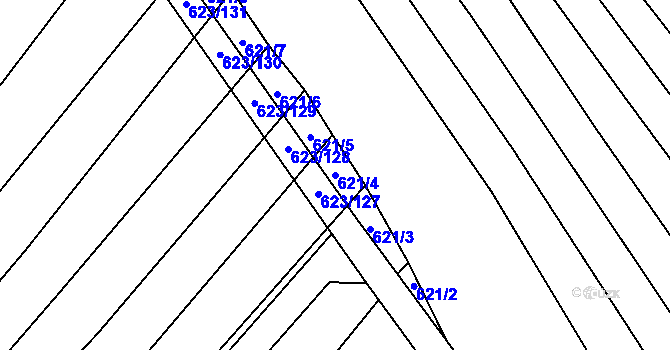 Parcela st. 621/4 v KÚ Rybníky na Moravě, Katastrální mapa