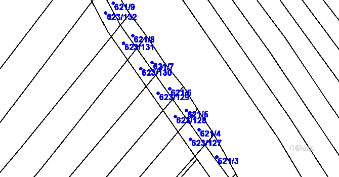 Parcela st. 621/6 v KÚ Rybníky na Moravě, Katastrální mapa