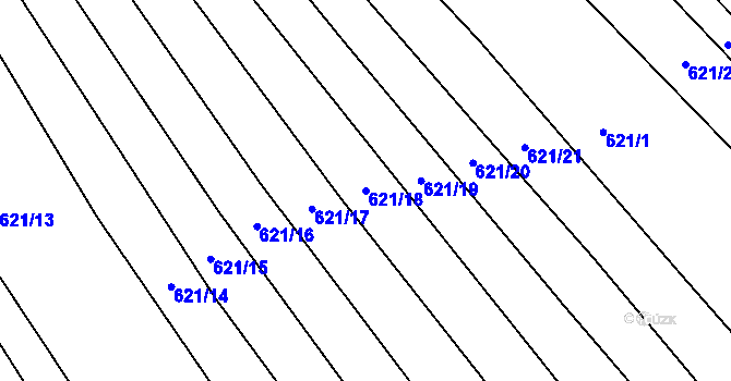 Parcela st. 621/18 v KÚ Rybníky na Moravě, Katastrální mapa