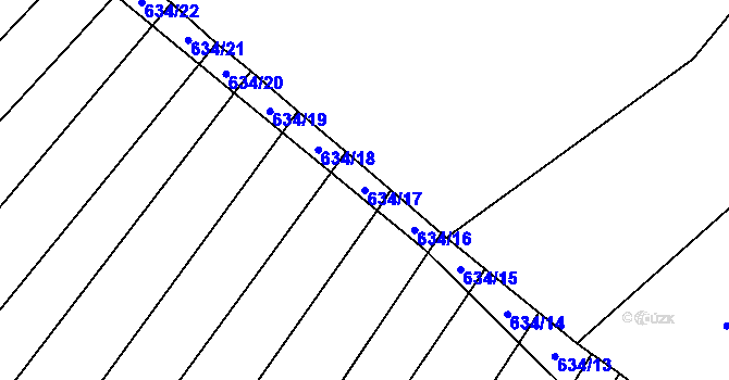 Parcela st. 634/17 v KÚ Rybníky na Moravě, Katastrální mapa
