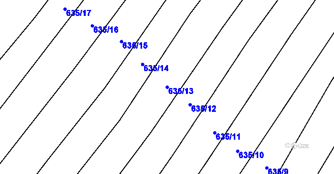 Parcela st. 635/13 v KÚ Rybníky na Moravě, Katastrální mapa