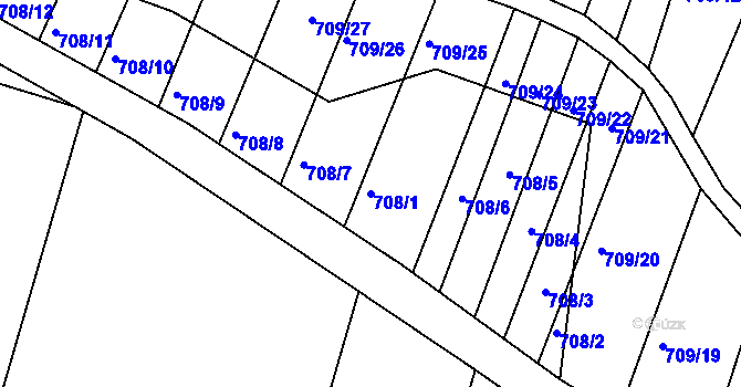 Parcela st. 708/1 v KÚ Rybníky na Moravě, Katastrální mapa
