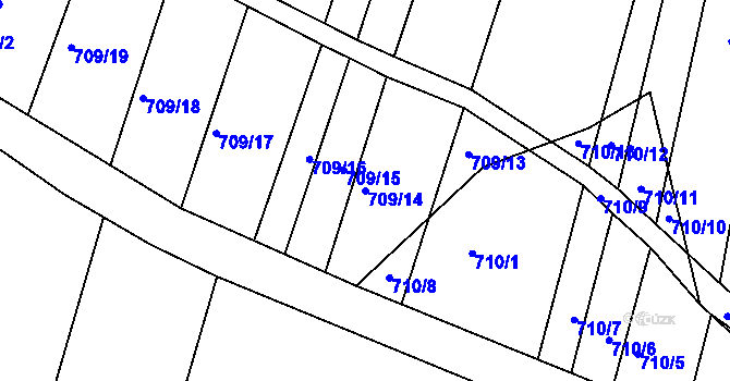 Parcela st. 709/14 v KÚ Rybníky na Moravě, Katastrální mapa