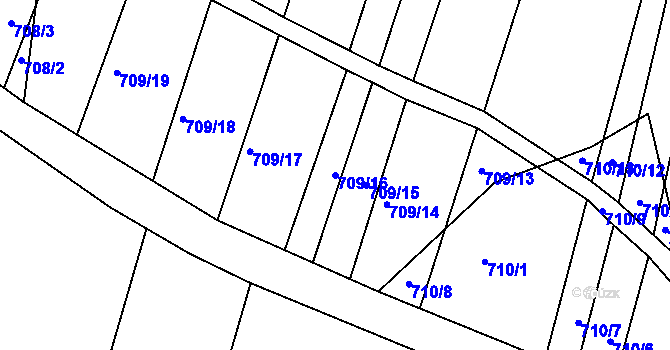 Parcela st. 709/16 v KÚ Rybníky na Moravě, Katastrální mapa