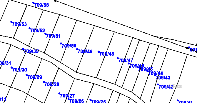 Parcela st. 709/48 v KÚ Rybníky na Moravě, Katastrální mapa