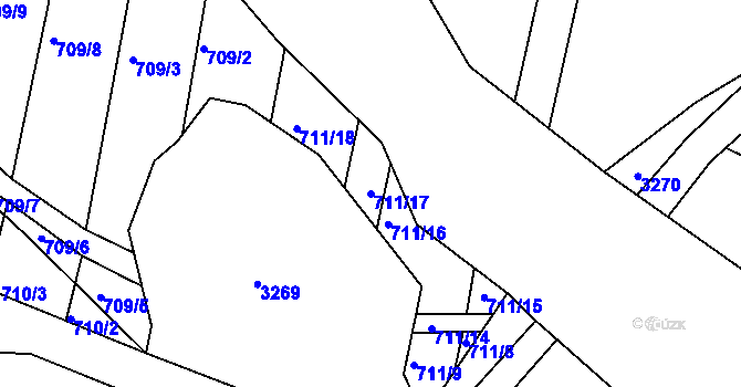 Parcela st. 711/17 v KÚ Rybníky na Moravě, Katastrální mapa