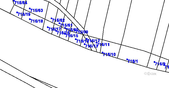 Parcela st. 716/13 v KÚ Rybníky na Moravě, Katastrální mapa