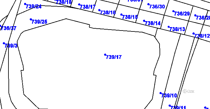 Parcela st. 739/17 v KÚ Rybníky na Moravě, Katastrální mapa