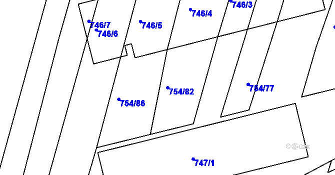 Parcela st. 754/82 v KÚ Rybníky na Moravě, Katastrální mapa