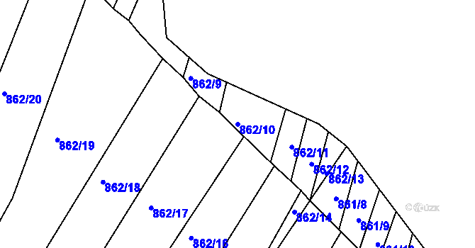 Parcela st. 862/10 v KÚ Rybníky na Moravě, Katastrální mapa