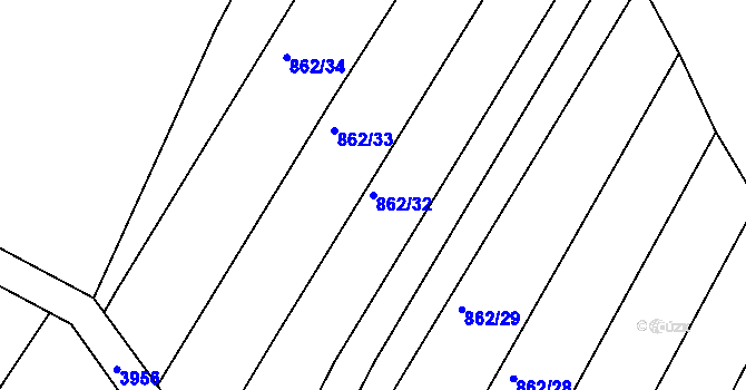 Parcela st. 862/32 v KÚ Rybníky na Moravě, Katastrální mapa