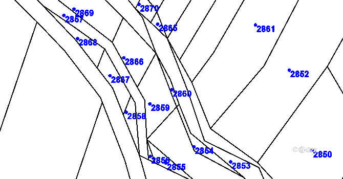 Parcela st. 2860 v KÚ Rybníky na Moravě, Katastrální mapa