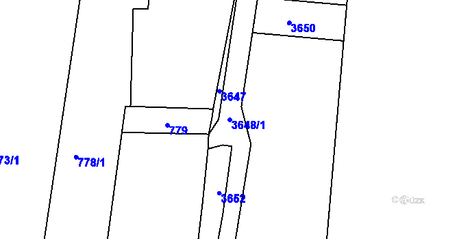 Parcela st. 3648/1 v KÚ Rybníky na Moravě, Katastrální mapa