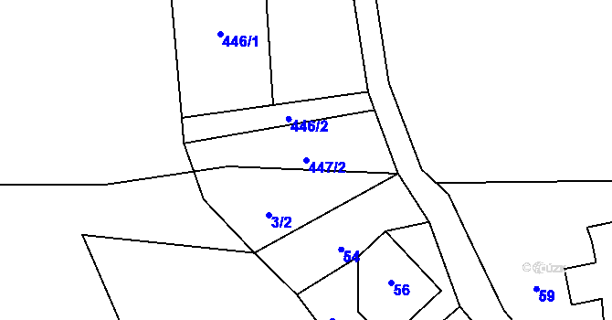 Parcela st. 447/2 v KÚ Nová Chřibská, Katastrální mapa