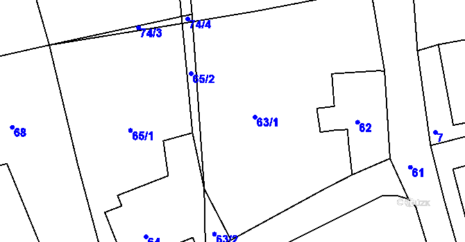Parcela st. 63 v KÚ Rybniště, Katastrální mapa