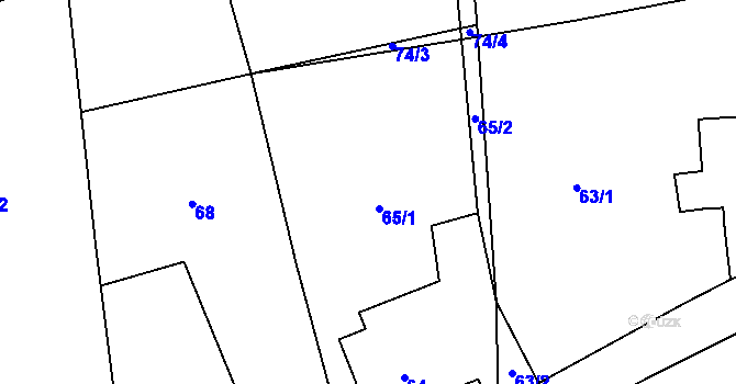 Parcela st. 65 v KÚ Rybniště, Katastrální mapa