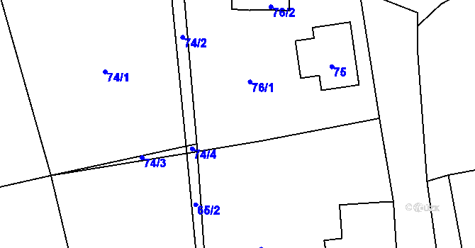 Parcela st. 76 v KÚ Rybniště, Katastrální mapa