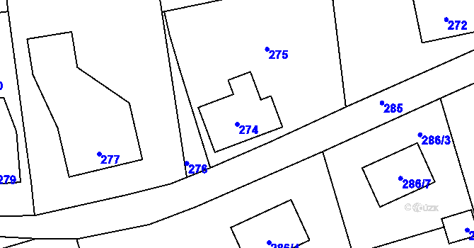 Parcela st. 274 v KÚ Rybniště, Katastrální mapa