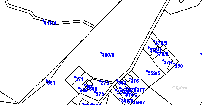 Parcela st. 360/1 v KÚ Rybniště, Katastrální mapa