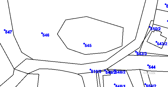 Parcela st. 545 v KÚ Rybniště, Katastrální mapa