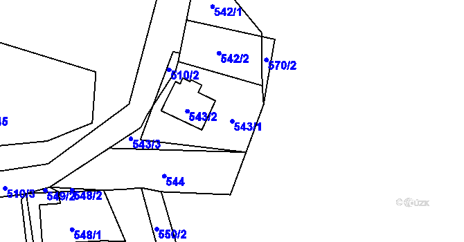 Parcela st. 543/1 v KÚ Rybniště, Katastrální mapa