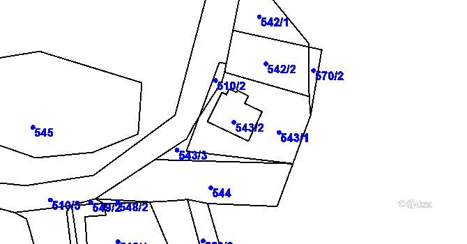 Parcela st. 543/2 v KÚ Rybniště, Katastrální mapa