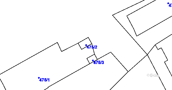 Parcela st. 475/2 v KÚ Rybniště, Katastrální mapa