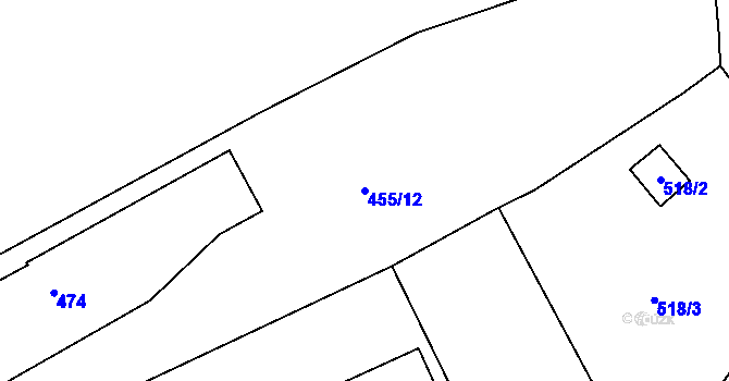 Parcela st. 455/12 v KÚ Rybniště, Katastrální mapa