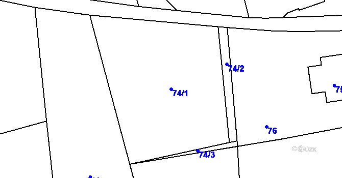 Parcela st. 74/1 v KÚ Rybniště, Katastrální mapa