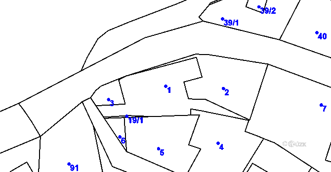 Parcela st. 1 v KÚ Rýdeč, Katastrální mapa