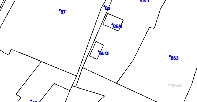 Parcela st. 65/3 v KÚ Řetouň, Katastrální mapa