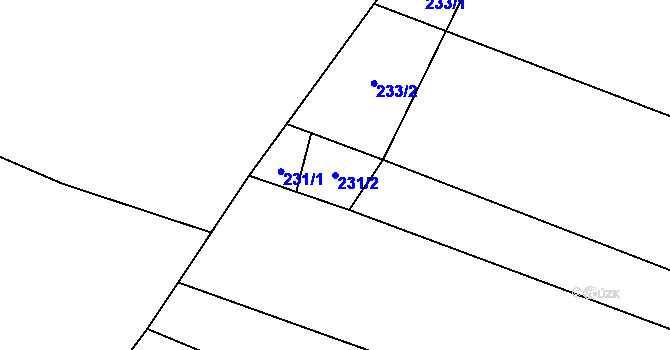 Parcela st. 231/2 v KÚ Rýdrovice, Katastrální mapa