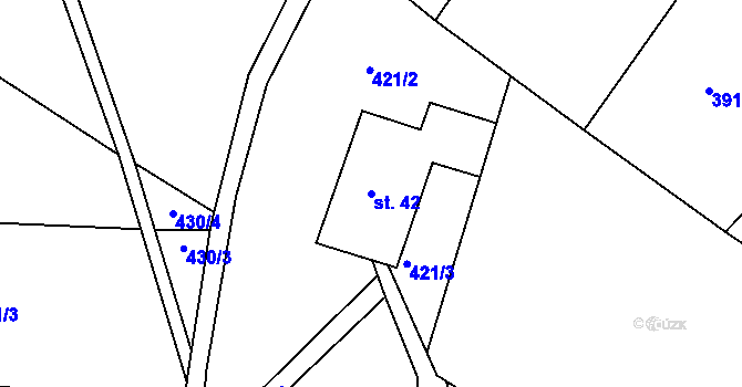 Parcela st. 42 v KÚ Rýdrovice, Katastrální mapa