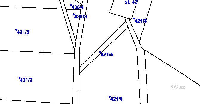 Parcela st. 421/5 v KÚ Rýdrovice, Katastrální mapa